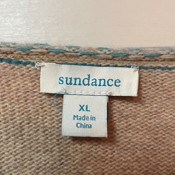 Sundance Sophie Lambswool Fair Isle Button Down Sweater Tan/Blue Size XL. - Picture 2 of 9